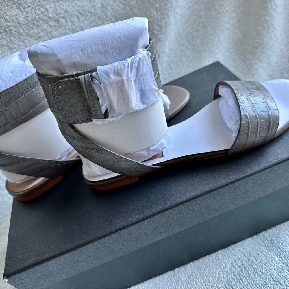 Zac Posen Croc-Embossed Gray Sandals